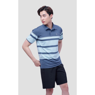 Áo Thun Polo Nam Sọc Ngang Thân Sọc Xanh Đen Biển Cao Cấp 2021 