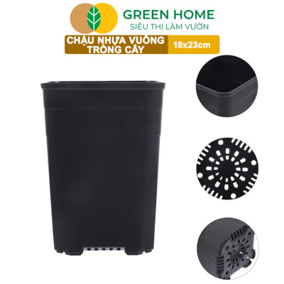 5 Chậu Vuông Trồng Cây Greenhome, Nhiều Kích Thước, Nhựa Cứng, Thoát Nước Tốt, Trồng Hoa, Kiểng Lá