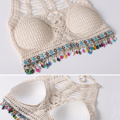 Bộ bơi 3 chi tiết len ren, bikini len cùng áo choàng ren quyến rũ, hàng cao cấp | KT099