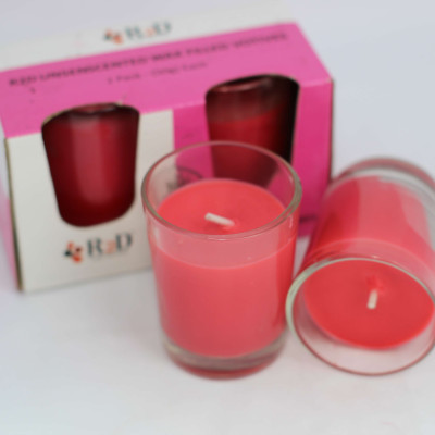 Nến Không Khói Đỏ, Nến Thắp Sáng, Đèn Cầy Ly, Chính Hãng Đến Từ Shop R2D, Làm Từ Thành Phần Tự Nhiên, Lành Tính.