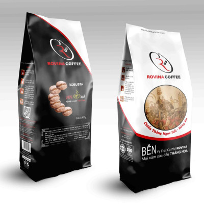 Cà Phê Hạt Robusta Việt Nam – Pha Máy – Gói 500Gr ( Nguyên Hạt) Hương Vị Cân Bằng Mùi Thơm Nhẹ, Vị Êm Thương Hiệu Rovina Coffee