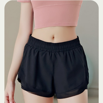 Quần đùi tập gym yoga chạy bộ nữ 2 lớp túi đựng điện thoại