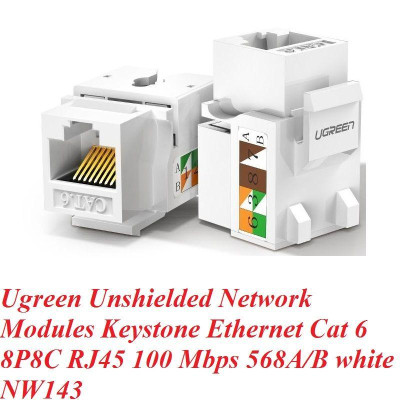 Ugreen UG80178NW143TK cat6 Hạt nhấn mạng màu trắng Jack modulator gigabit LAN Ethernet 8P8C RJ45 1000 Mbps 568A-B - HÀNG CHÍNH HÃNG