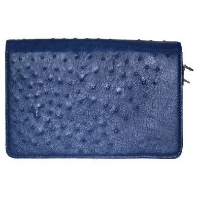 Túi cầm tay nữ Huy Hoàng da đà điểu màu xanh đậm HC6456