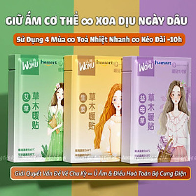 Miếng Dán Đau Bụng Kinh Hamart Dán Chườm Ấm Bụng Giữ Nhiệt Cơ Thể 3 Vị Thảo Dược Thiên Nhiên