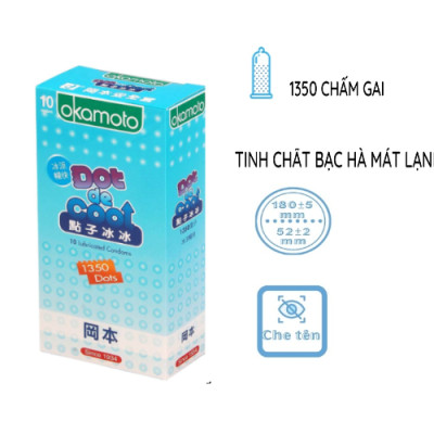 Bao Cao Su Okamoto Dot De Cool - Hương Bạc Hà The Mát - Gai Nhỏ Li Ti - 10s