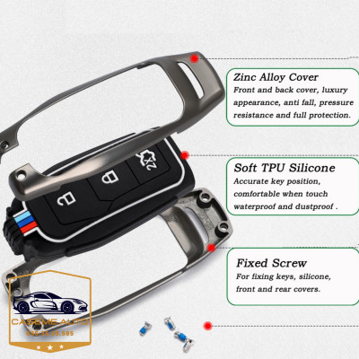 Ốp Chìa Khóa Hợp Kim Ford Ranger XLS, XLT (2019-2024), Wildtrak (2015-2018) Chìa Cơ 2 Nút , 3 Nút - Hàng Nhập Khẩu