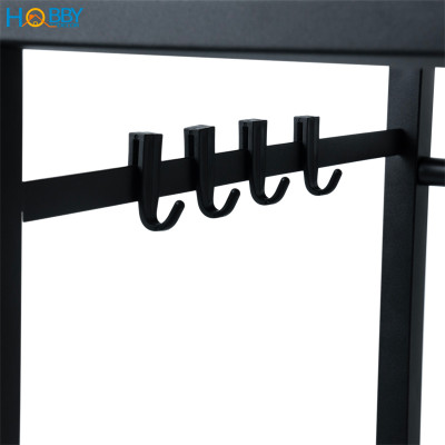 Kệ lò vi sóng 1 tầng điều chỉnh inox sơn đen Hobby home decor KVS1