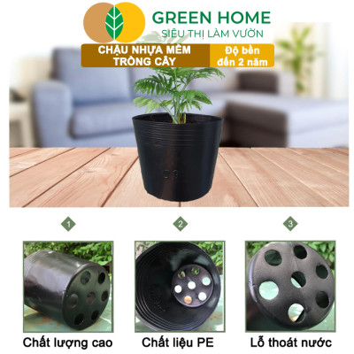 Chậu Trồng Cây Greenhome, nhiều kích thước, Nhựa Mềm, Dẻo, Nhẹ, Trồng Cây, Bầu Ươm Cây Giống, Độ Bền Đến 2 Năm