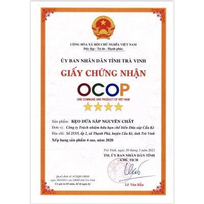 Combo 3 Kẹo dừa sáp VICOSAP vị cacao lá dứa kẹo mềm dẻo ít đường đặc sản Trà Vinh túi 100g