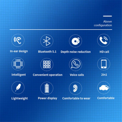 CINCATDY Tai Nghe Bluetooth Earbuds Single Side Wireless Earphone Handsfree Stereo Headset 2021 TWS Earbud with Microphone Waterproof Touch Earbud