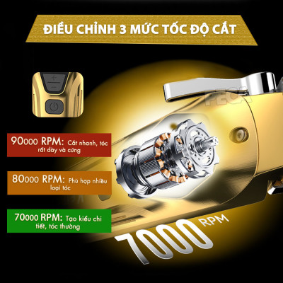 Tông đơ cắt tóc chuyên nghiệp Kemei KM-1698 lưỡi cắt mạ carbon DLC cao cấp công suất siêu mạnh 10W - Chính hãng
