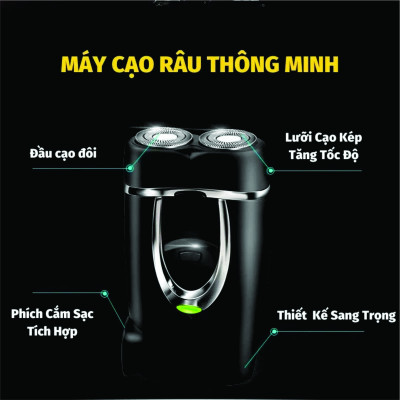 Máy Cạo Râu Sử Dụng Sạc Pin Thông Minh Tiện Lợi Có Lưỡi Dao Kép Tự Làm Sắc, Độ Bền Cao, Cực Sạch