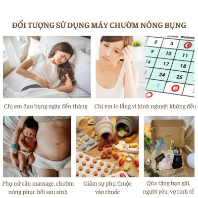 Máy chườm nóng hỗ trợ giảm đau bụng kinh có 3 mức nhiệt, Pin sạc UBS, món quà ý nghĩa tặng người yêu