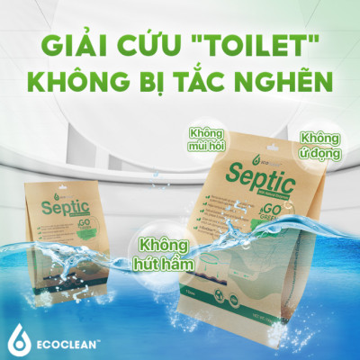 Combo 2 gói Tiết Kiệm ECOCLEAN SEPTIC - Men Vi Sinh Xử Lý Hầm Cầu Bể Phốt - USA