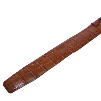 HP4756 - Dây nịt nam da cá sấu Huy Hoàng nguyên con 4P màu nâu đỏ