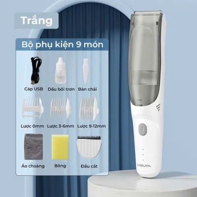 Tông đơ cắt tóc cho bé sạc pin có dây rời, tăng đơ cắt tóc cho trẻ em không ồn, tặng bộ 6 phụ kiện và áo choàng cắt tóc.