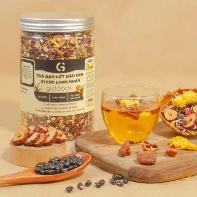 [Vị Cúc Long Nhãn] Combo 2 Hộp Trà Gạo Lứt Đậu Đen GUfoods 500g - Thanh Nhiệt, Giải Khát, Cải Thiện Giấc Ngủ