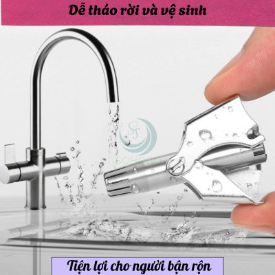 Dụng cụ cắt tỉa lông mũi bằng thép không gỉ kèm hộp đựng và chổi vệ sinh-Kéo tỉa lông mũi cơ học mini- Dụng cụ tỉa lông mũi không cần pin- Dụng cụ cắt lông mũi inox tiện lợi