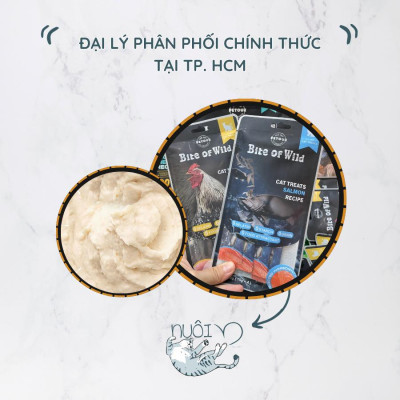 Súp thưởng cho mèo, chó của BITE OF WILD - Vị gà, vị cá hồi - Gói 60g (15g*4 tips)