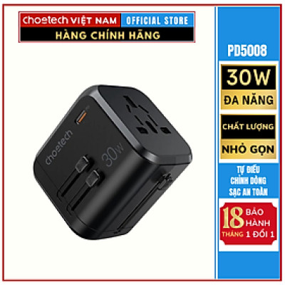 Củ sạc Choetech PD5008  du lịch đa năng 30W (Hàng chính hãng)