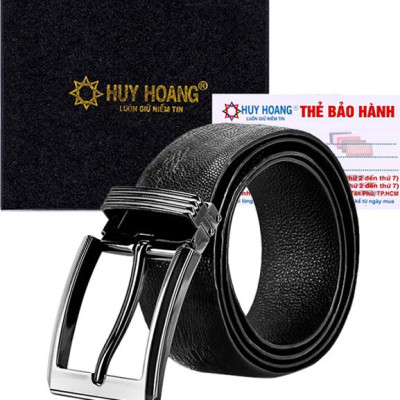 Thắt Lưng Nam Da Đà Điểu Bản Lớn Đầu Kim Huy Hoàng HT4421 - Đen