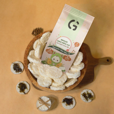Bánh snack ăn dặm hữu cơ cho bé GUfoods - Thành phần gạo organic, Không gia vị, Dễ Tiêu hoá, Phù hợp cho bé từ 1 tuổi