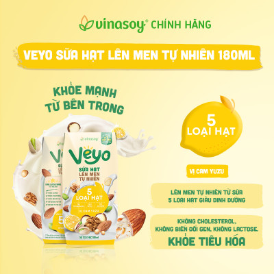 Thùng Veyo Sữa hạt lên men tự nhiên Vị Cam Yuzu (30hộp x 180ml)
