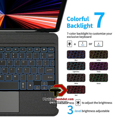 Bao da bàn phím kèm TrackPad cho iPad Air 6 11 inch M2 chính hãng WIWU Mag Touch IPad Keyboard, có thể tháo rời, có đèn LED - Hàng chính hãng 