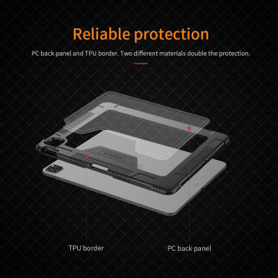 Bao da chống sốc cho iPad Pro 11 2021 Chip M1 / iPad Pro 11 2020 hiệu Nillkin Bumber có ngăn đựng bút chống va đập, mặt lưng show Logo táo, cơ chế smartsleep - hàng chính hãng