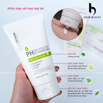 Sữa Rửa Mặt SENADEMAR 150ml Hàn Quốc hạn 2027 Làm Sạch Bụi Bẩn-Dầu Thừa-Loại Bỏ Mụn Đầu Đen