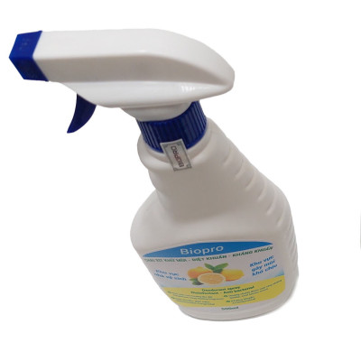 Chai xịt Biopro 500ml khử mùi diệt khuẩn kháng khuẩn Khu vực gây mùi khó chịu Khu vực nhà vệ sinh Hương chanh thơm mát