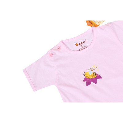 Sơ sinh - Áo sơ sinh màu cái nút vai tay ngắn in chuyển nhiệt BABIBOO BB31