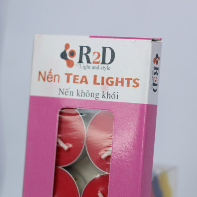 Nến trà Tealight màu đỏ hộp 10 viên chính hãng R2D không khói không mùi dùng cho đèn thiền