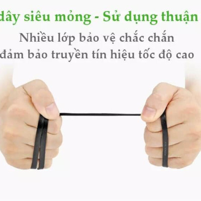 Ugreen UG50172NW102TK 0.5M màu Đen Cáp mạng LAN CAT6 dây dẹt - HÀNG CHÍNH HÃNG