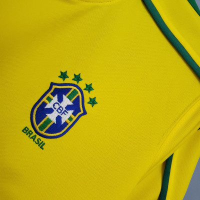Áo Bóng Đá Retro Tuyển Brazil 1998 - Sân Nhà bản cao cấp vải Cotton Polyester
