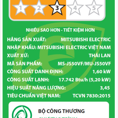 J)ĐIỀU HÒA KHÔNG KHÍ (MÁY LẠNH) MITSUBISHI ELECTRIC MS-JS50VF - 2 HP(NGỰA) (18,000 BTU/h) - NON-INVERTER - HÀNG CHÍNH HÃNG