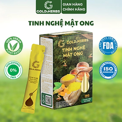 Hàng chính hãng - Tinh nghệ mật ong GoldzHerbs, 100% mật ong nguyên chất – Hũ 300g/ Hộp 15 gói x 10g