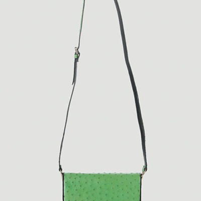 Túi đeo da đà điểu Huy Hoàng da bụng màu xanh lá HT6428