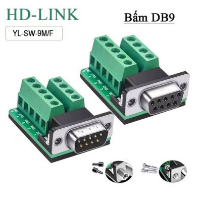 Đầu giắc bắt vít cổng COM DB9 RS232 đực- cái HD-Link YL-SMG-09MF. Hàng chính hãng !!! 