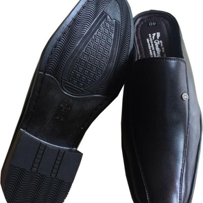 Dép nam bít mũi da bò Trường Hải màu đen đế cao 3.5cm HÌNH ẢNH THẬT