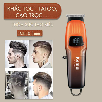 Tông đơ chấn viền Kemei KM-263 công suất mạnh 5W màn hình LCD tiện lợi có thể cạo đầu, khắc tóc tattoo, tạo kiểu- Chính hãng