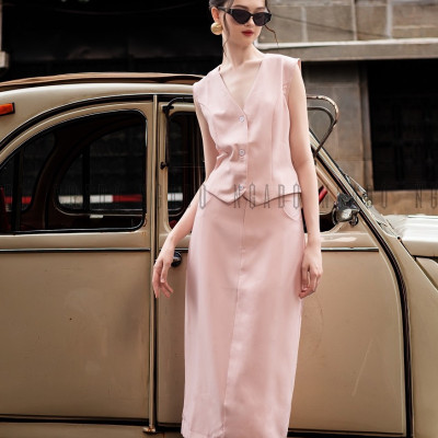 Set áo gile hồng NGADO