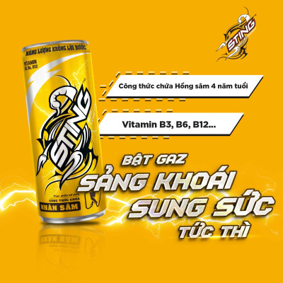 Thùng 24 Lon Nước Tăng Lực Sting Vàng (320ml/Lon)