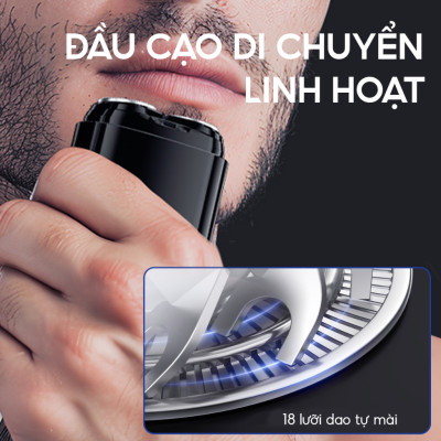 Máy cạo râu Enchen K8 - Đầu cạo 2D chống nước, 18 lưỡi dao tự mài - Hàng chính hãng