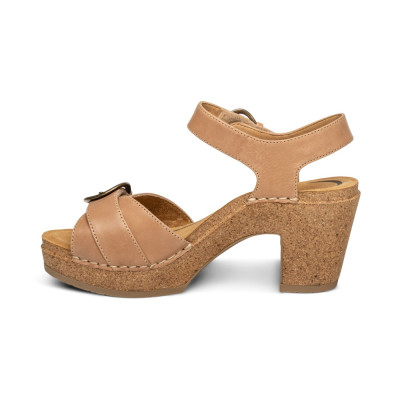 Sandal sức khỏe nữ Aetrex Tory Camel - Giày cao gót 8p, đệm mềm giảm đau chân
