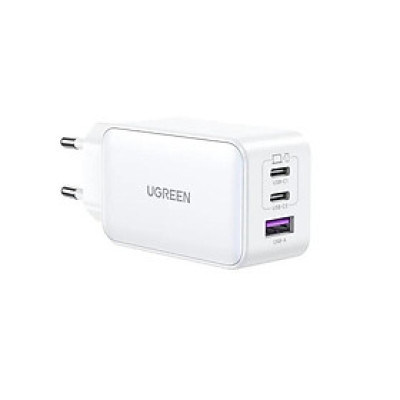 Ugreen 15334 65W 2c1a GaN Nexode chuẩn cắm EU chân tròn Màu Trắng Củ sạc nhanh 2 x USB-C + 1 x USB-A CD244 20015334 - Hàng chính hãng