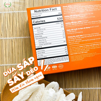 Dừa sáp sấy dẻo VICOSAP nguyên chất ít ngọt béo thơm đặc sản Trà Vinh