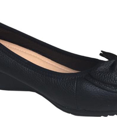 Giày nữ đế xuồng Trường Hải cao 3cm  đính bông chuông da bò thật cao cấp mềm mại đế cao su DX177