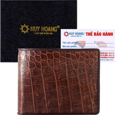 Ví Nam Da Cá Sấu Gai Bụng Huy Hoàng HT2202 (12.5 x 10 cm) - Nâu Đỏ
